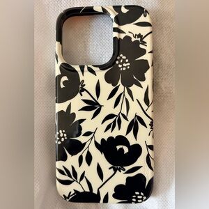 Casely iPhone 15pro- Dark Fantasy Floral iPhone 15pro Case - Black and Cream
